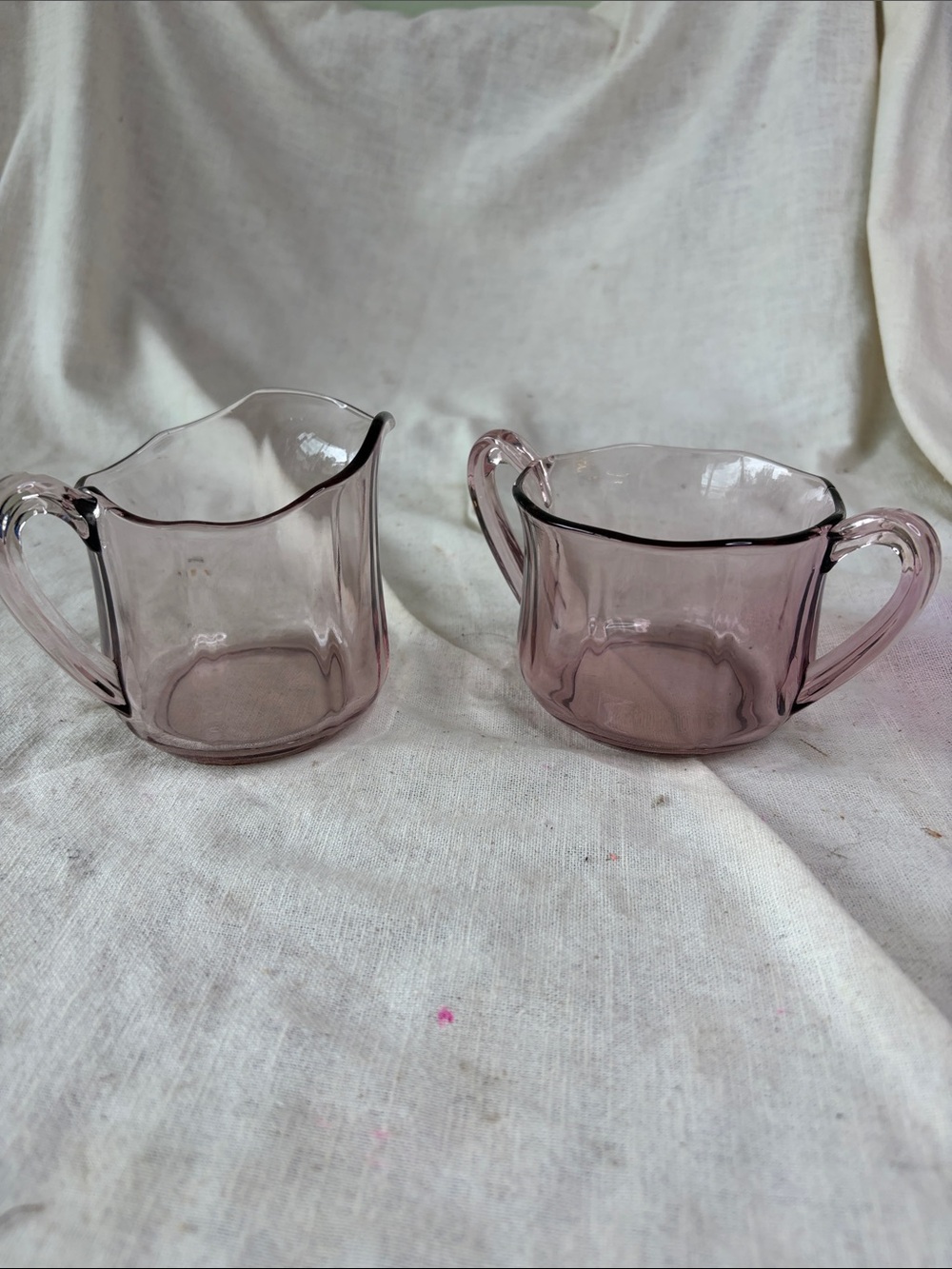 Vintage-Style Purple Glass Creamer and Sugar Set
